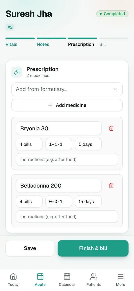 Prescription on mobile